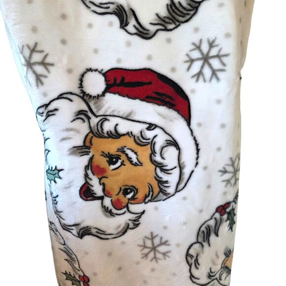 Merry Way Retro Santa Christmas Velvet Soft Plush Blanket Throw 50 x 7 White NEW - Picture 3 of 4
